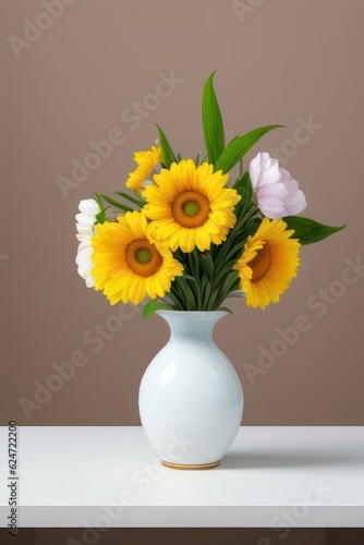Flower on vase, still life. Generative AI