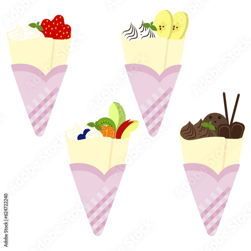 色々なクレープのベクターイラストセット