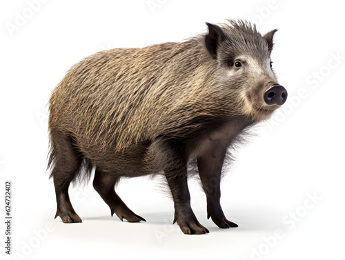 The Peccary boar, or stinky pig, is a medium-sized, hoofed mammal. which are social
 animals that live together in a herd. Generative AI. Illustration.