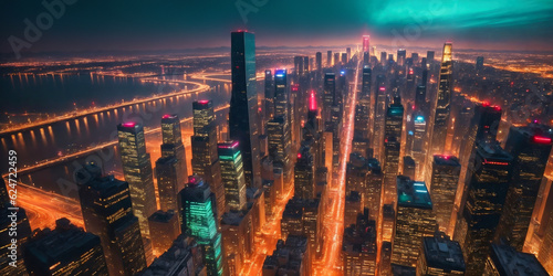 Aerial photography of modern cities at night