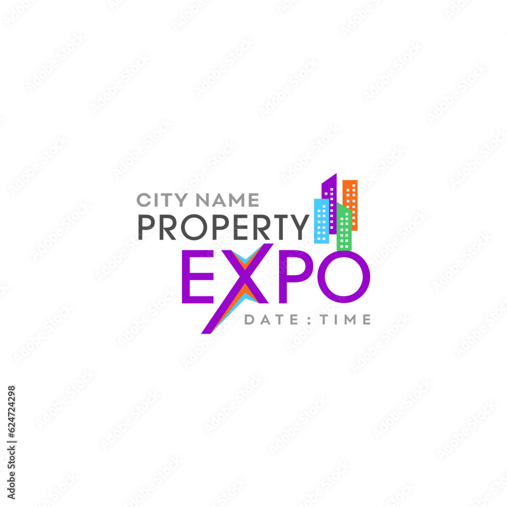 Real Estate Property Expo, Property Show, House or Home Buy Concept Logo, Event Logo Vector Design