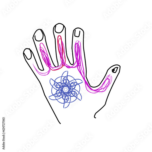 This is an image of a vector illustration depicting a hand with superpower against a white background