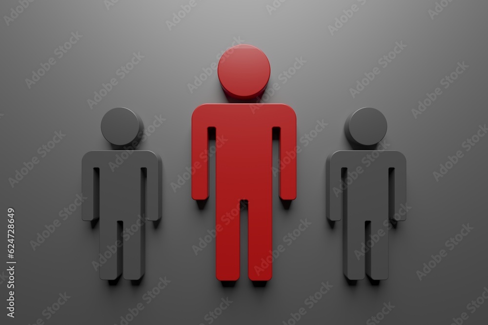 Different person in a crowd. Unique individuality concept Different person in a crowd. Unique individuality concept