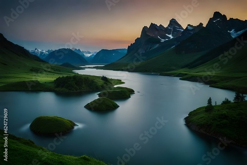 lake in the mountains generated by AI technology © soman