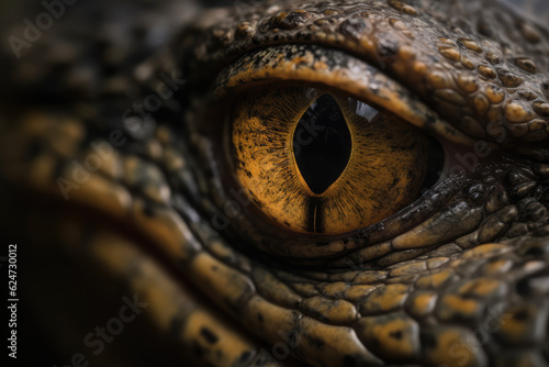 close up eye of crocodile  dinosaur  generative AI