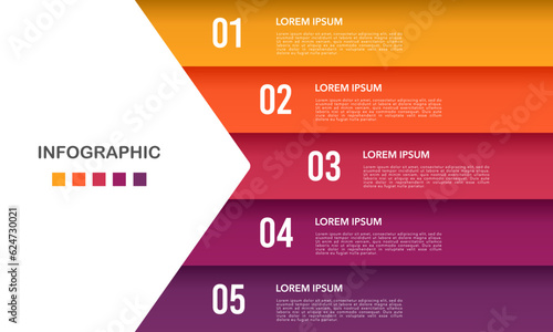 Business presentation with 5 steps to success template. Vector illustration. 