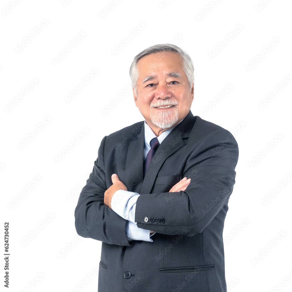 portrait of a business man senior management , Asian senior man , old man with suit , feel happy good health standing arms crossed isolated on white background - lifestyle senior male concept portrait of a business man senior management , Asian senior man , old man with suit , feel happy good health standing arms crossed isolated on white background - lifestyle senior male concept