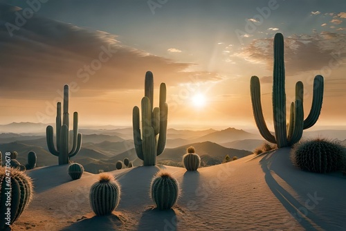cactus in the desert, Generative By Ai technology