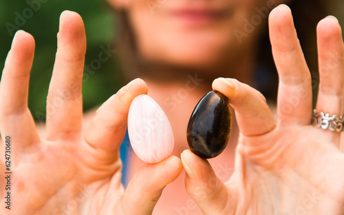 woman holding yoni egg self care tantra photo