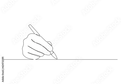 Continuous one line hand write with a pen vector illustration. Premium vector. 