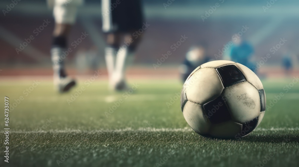 Fototapeta premium soccer ball on the grass