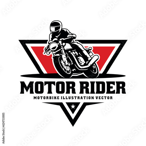 Biker riding motorcycle illustration logo vector isolated