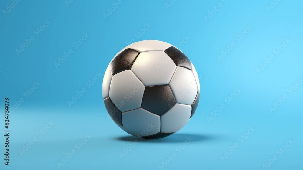 Naklejka premium soccer ball on blue background