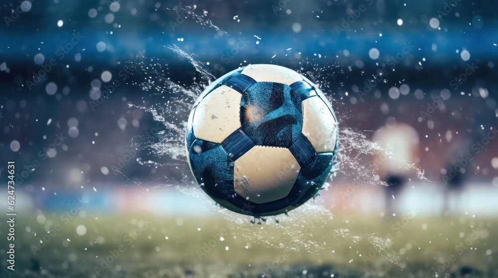 Naklejka premium soccer ball in the water splash