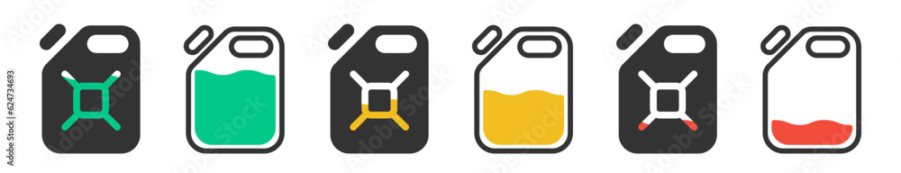 Canister icon. Gasoline level. Fuel can collection. Vector illustration. Canister icon. Gasoline level. Fuel can collection. Vector illustration.