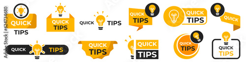 Quick tips badge. Vector illustration.