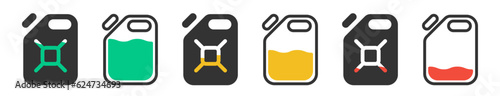 Canister icon. Gasoline level. Fuel can collection. Vector illustration.