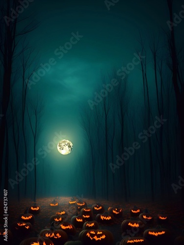 horror illustration  scary background horror background ,ghost forest for  halloween and atr illustration generative ai