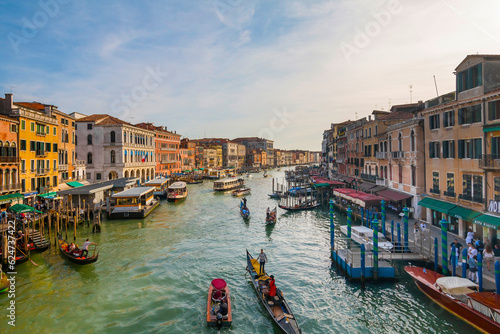 Panoramic view on famous Grand Canal among historic houses in Venice, Italy at sunny day © johnkruger1