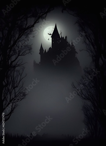 horror illustration  scary background horror background ,ghost forest for  halloween and atr illustration generative ai