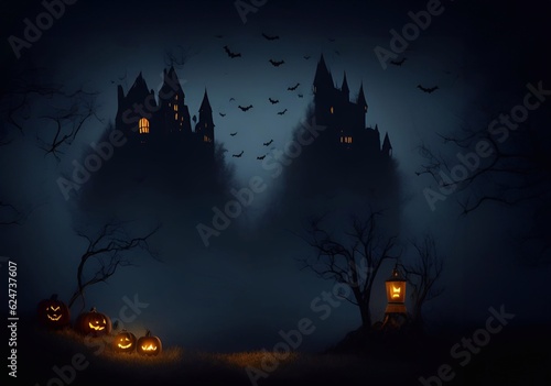 horror illustration scary background horror background ,ghost forest for halloween and atr illustration generative ai