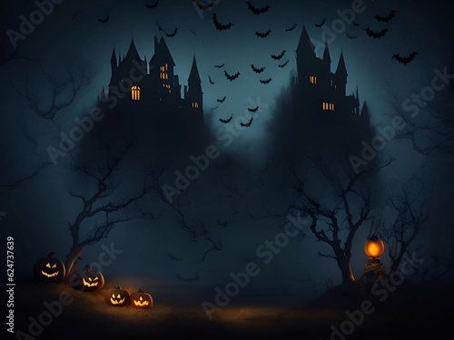 horror illustration scary background horror background ,ghost forest for halloween and atr illustration generative ai