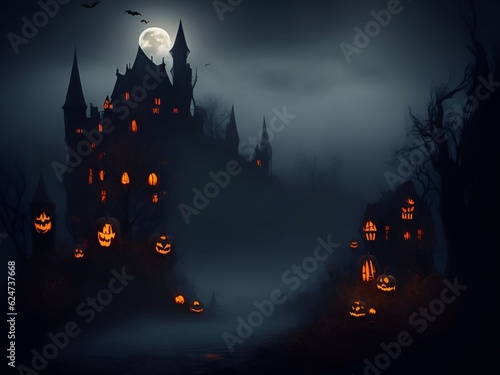 horror illustration  scary background horror background ,ghost forest for  halloween and atr illustration generative ai