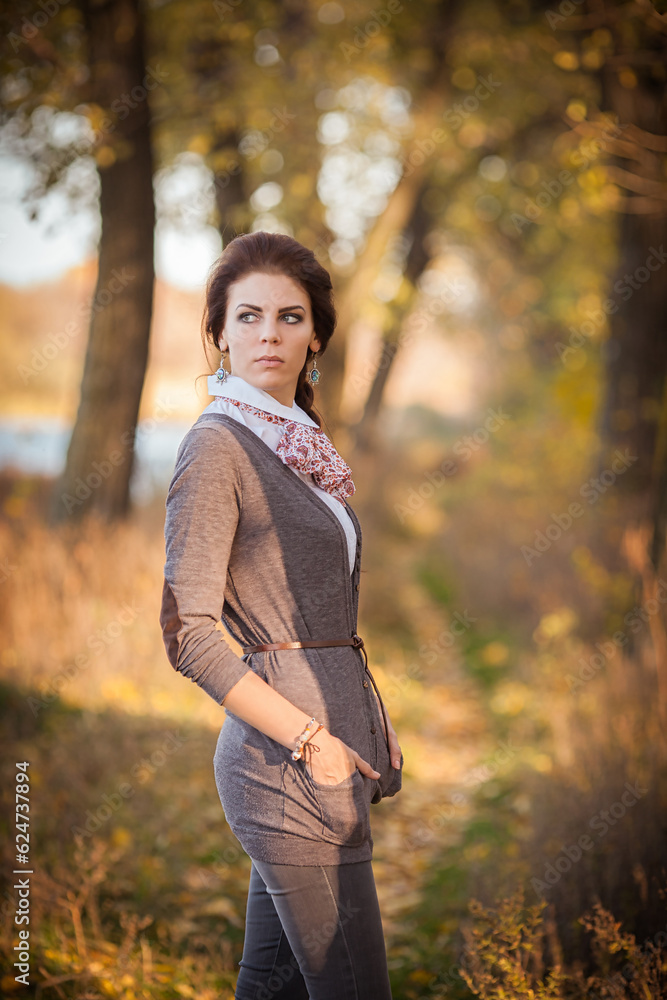 Serene Brunette Amidst the Autumn Fores Serene Brunette Amidst the Autumn Fores