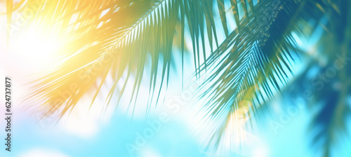Abstract blur defocused background  toned gently blue  nature of tropical summer  rays of sun light
