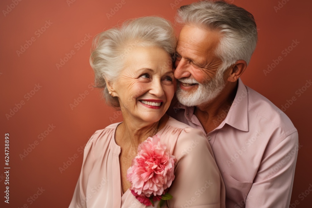 Happy senior couple posing together. AI generative. Happy senior couple posing together. AI generative.