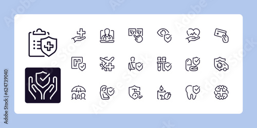 Health insurance icon set