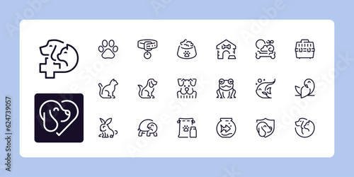 Pets and vet icon set