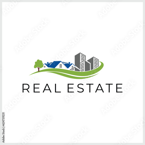 real estate logo design template, Construction Architecture Building symbol vector editable