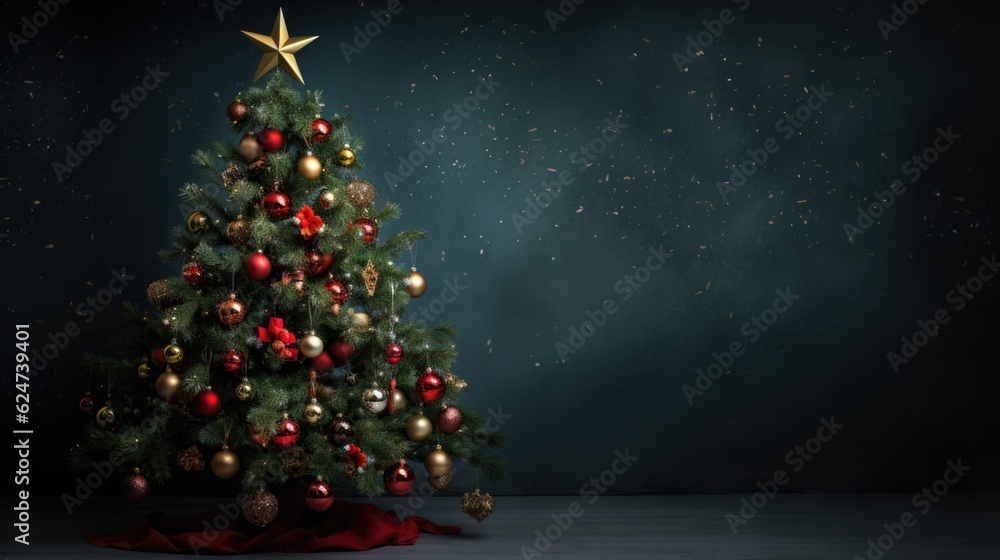 Christmas Tree with Decorations for background. AI generative. Christmas Tree with Decorations for background. AI generative.