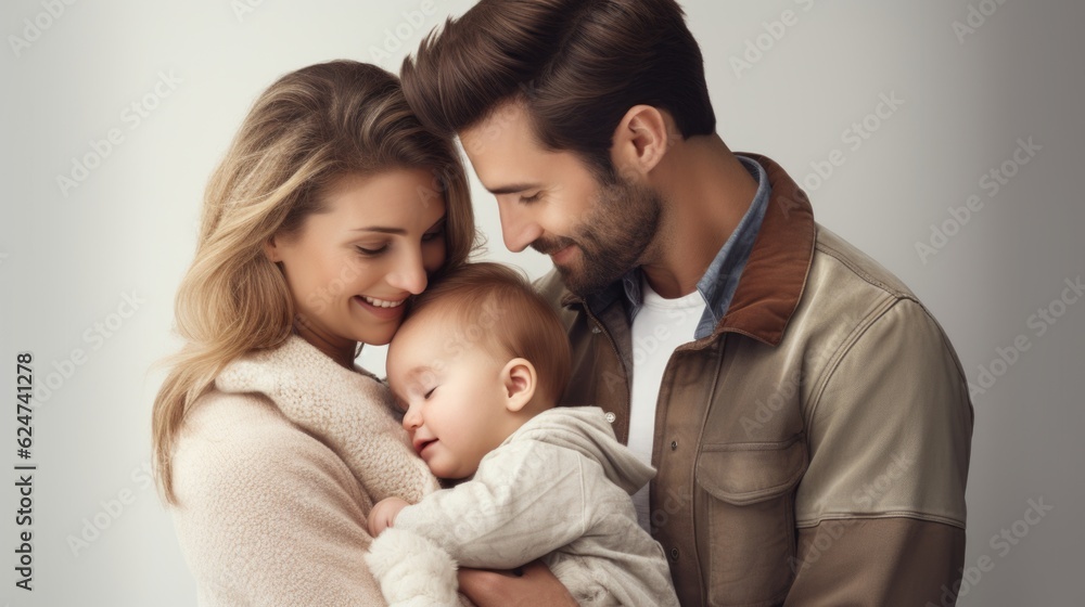 Foto de Man and woman holding baby boy each other. AI generative. do ...