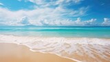Landscape seascape summer vacation holiday waves surf travel tropical sea background. AI generative.