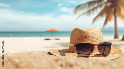 Vacation summer holiday travel tropical ocean sea background. AI generative.