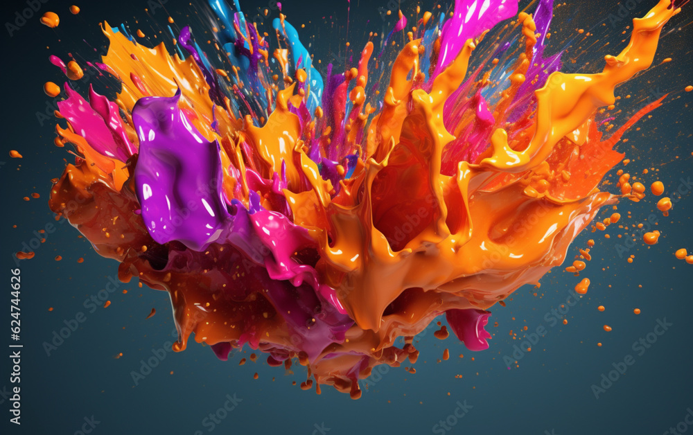 Abstract colorful splash 3d background