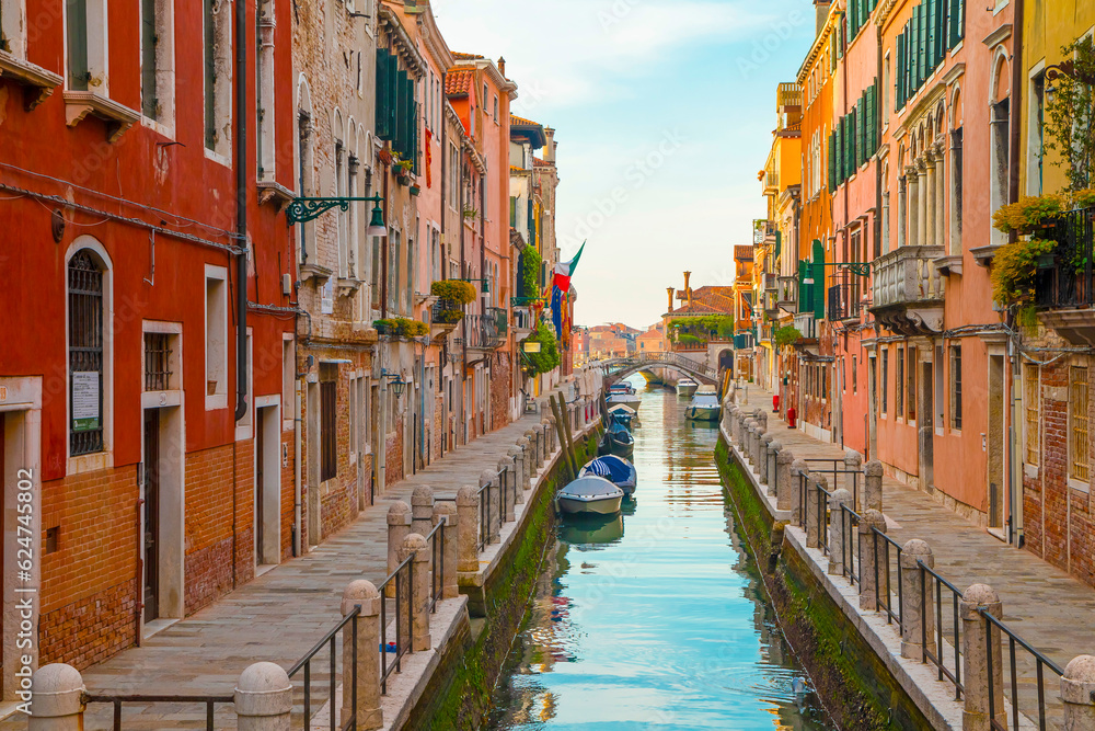 Italy, Beautiful Canal Grande in Venice at sunrise