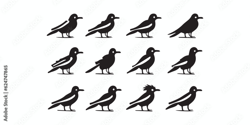 Bird vector icon set illustration