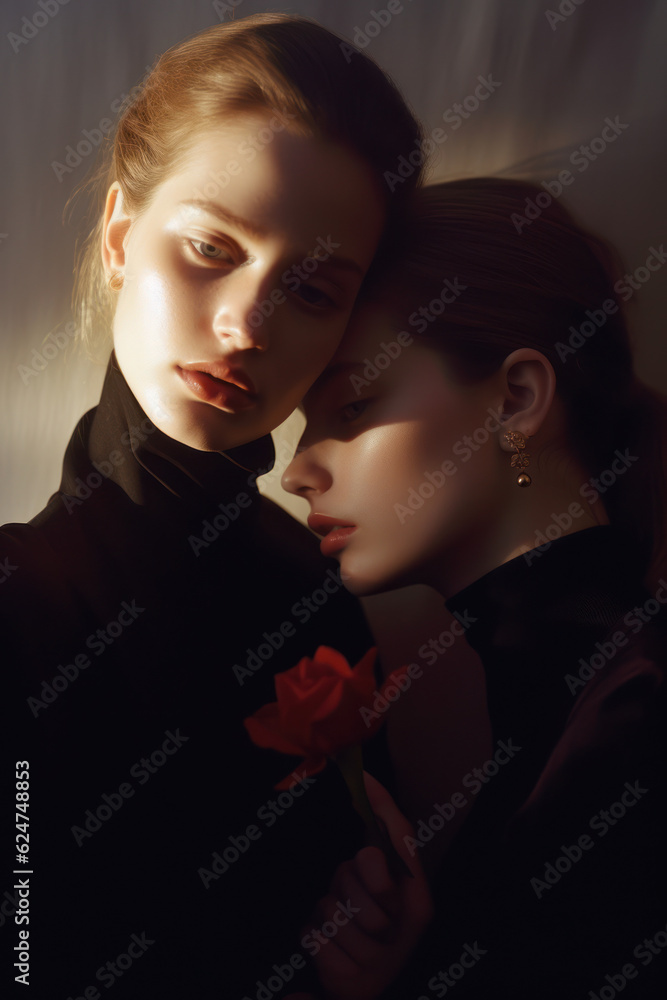 female friends/models/lgbtq + couple in magazine editorial fashion ...