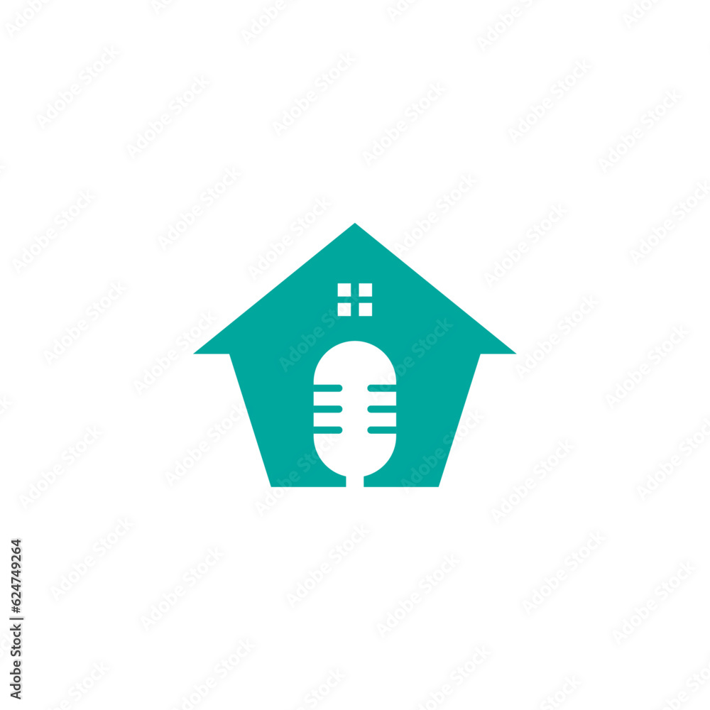 podcast house logo vector illustration. podcast house logo vector illustration.