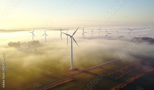 wind turbine in the fog