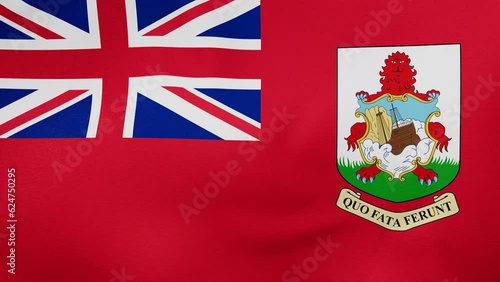 The Bermudas or Somers Isles fabric flag calm swaying in the wind, looped endless cycled video, completely full screen covers flag background photo