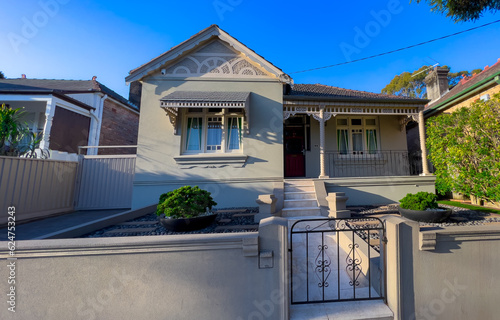 Suburban residential Brick house in Sydney  NSW Australia Brick terrecotta roof tiles  photo