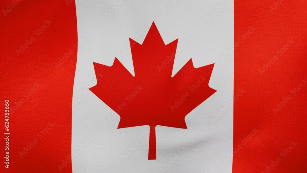 Canada fabric flag calm swaying in the wind, looped endless cycled video, completely full screen covers flag background Canada fabric flag calm swaying in the wind, looped endless cycled video, completely full screen covers flag background