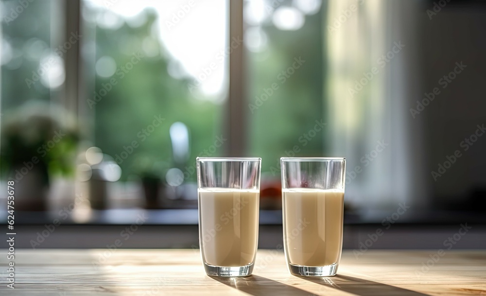 Healthy refreshment. Closeup of fresh milk in glass on wooden table with copy space. fresh and delicious Healthy refreshment. Closeup of fresh milk in glass on wooden table with copy space. fresh and delicious
