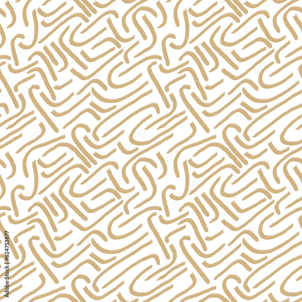 Seamless abstract textured pattern. Simple background with beige and white texture. Digital brush strokes background. Design for textile fabrics, wrapping paper, background, wallpaper, cover.