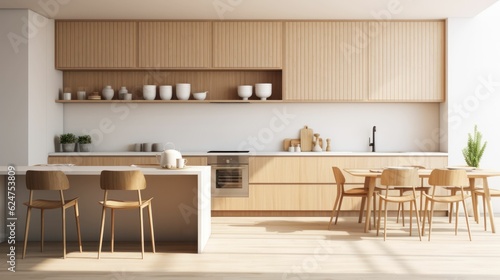 Modern kitchen interior design with brown walls and kitchen furniture