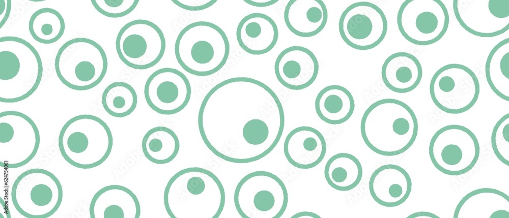 Seamless abstract geometric pattern. Simple background on green, white colors. Illustration. Abstract circles, dots. Design for textile fabric, wrapping paper, background, wallpaper, cover.